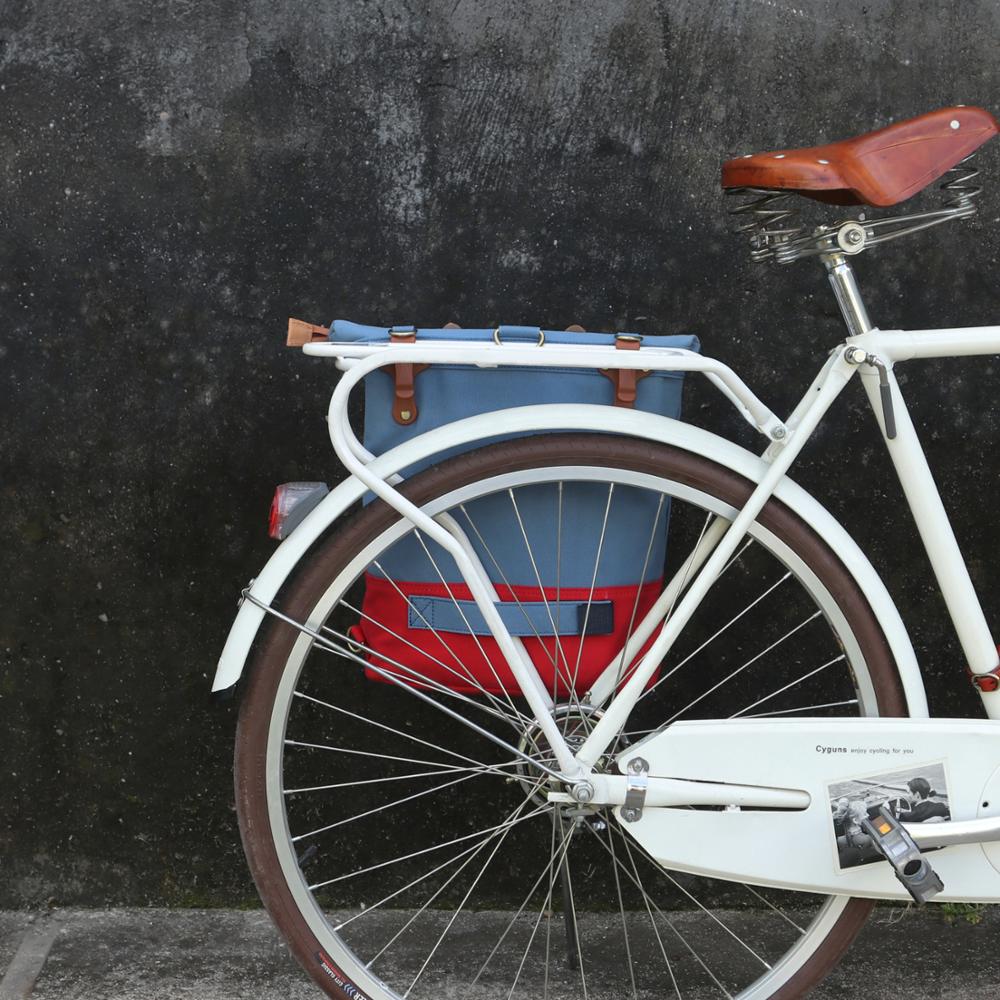 Sacoche sac à dos vélo arrière vintage en toile Pédale Maurice