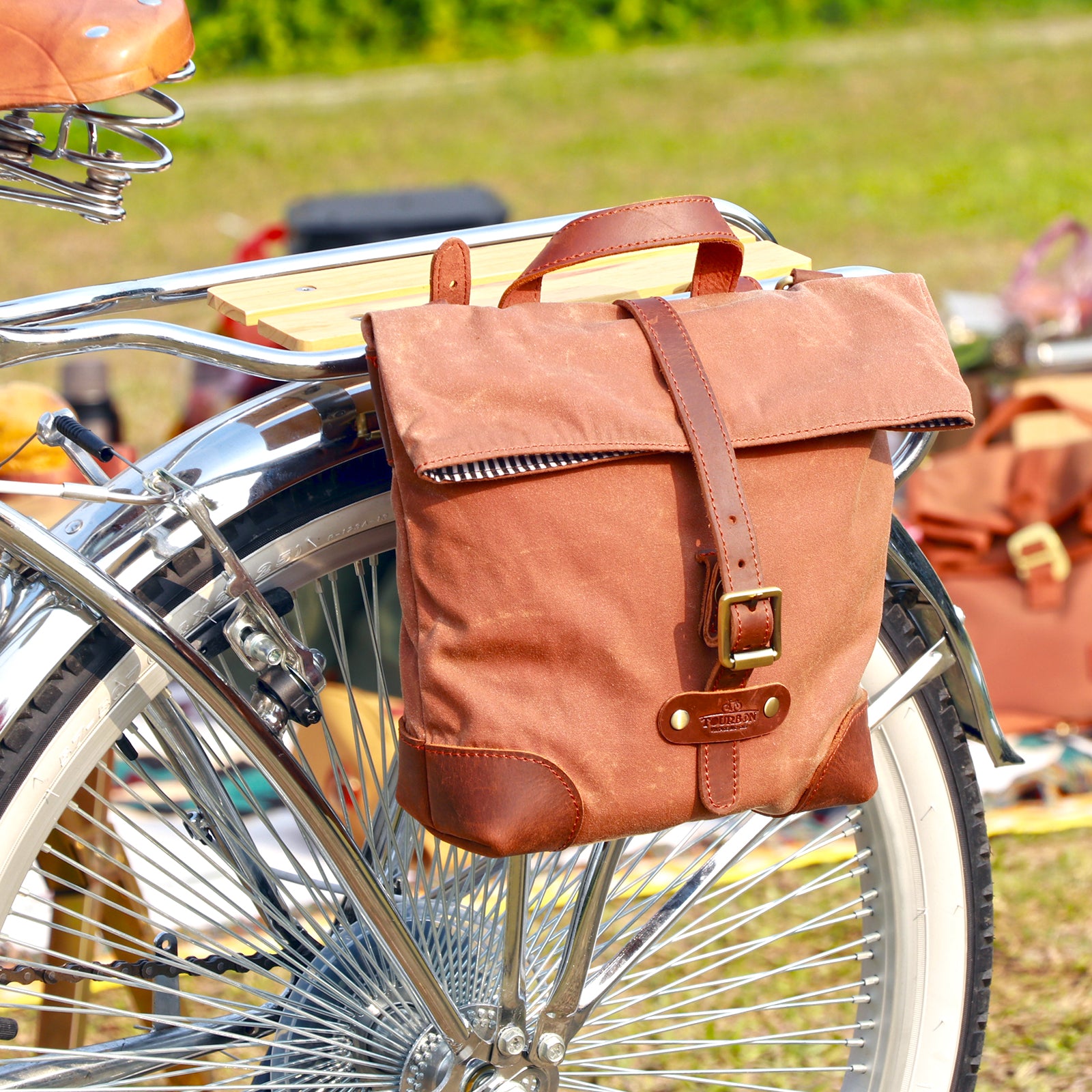 Sacoche porte bagage arrière de vélo à toile style vintage Pédale Maurice