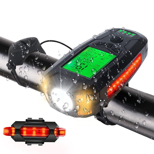 Éclairage vélo avant LED avec compteur vitesse