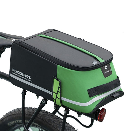 Sacoche porte bagage arrière de vélo 10L verte & noir étanche